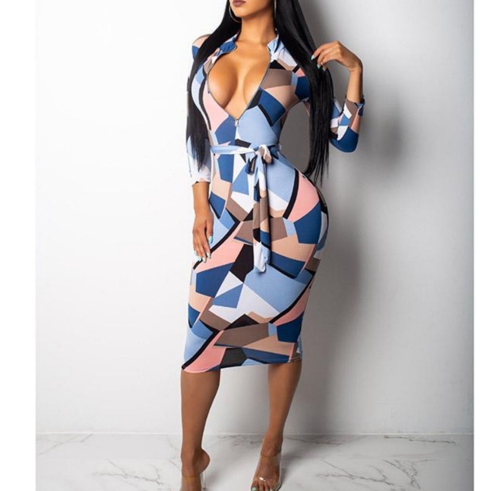 Midi dress with zip up detail